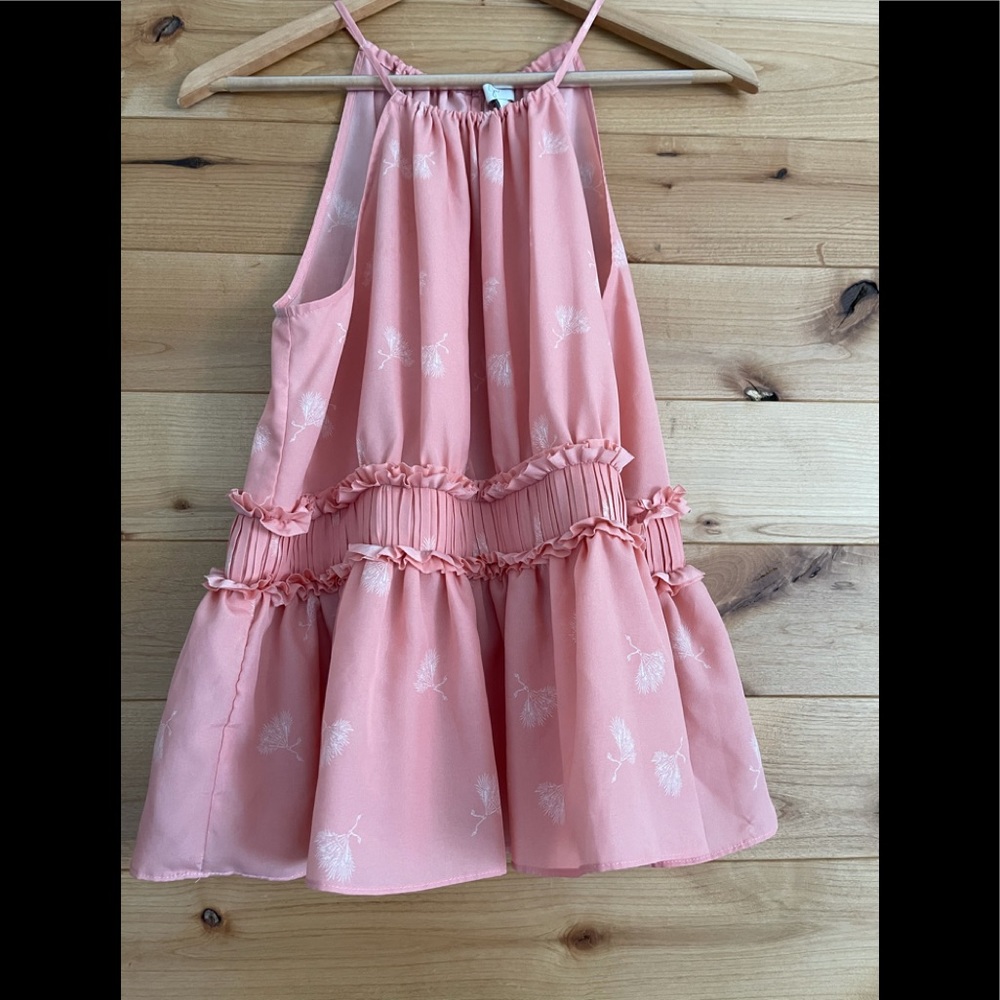 Joie ruffled waist halter tank peach dandelion